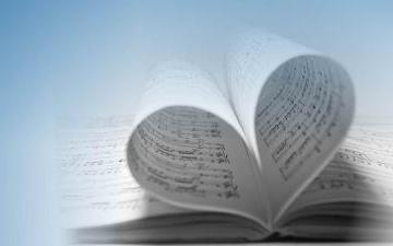 Sheet of music folded into heart shape